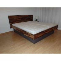 Biowasserbett massiv Nussbaum Sockel schwarz 25 cm