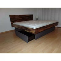 Biowasserbett massiv Nussbaum Sockel schwarz 25 cm