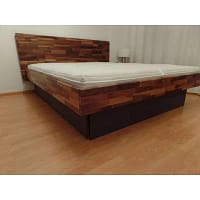 Biowasserbett massiv Nussbaum Sockel schwarz 25 cm