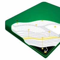 Hardside Wasserbett aus massiv Nussbaum, Kopfteil, Sockel schwarz, Tencel, 100% Liegefläche