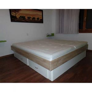 Hardside Wasserbett massiv Eiche, standard, 100% Liegefläche Wasserbett massiv Eiche, standard montiert auf bestehenden Sockel