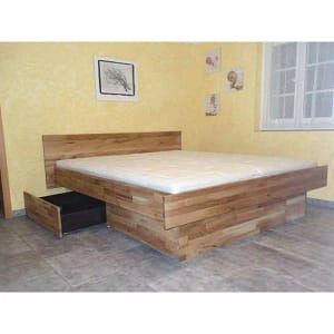 Wasserbett Eiche Schubladen Kopfteil