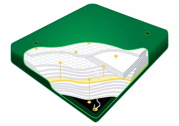 Hardside Wasserbett aus massiv Nussbaum, Kopfteil, Sockel schwarz, Tencel, 100% Liegefläche