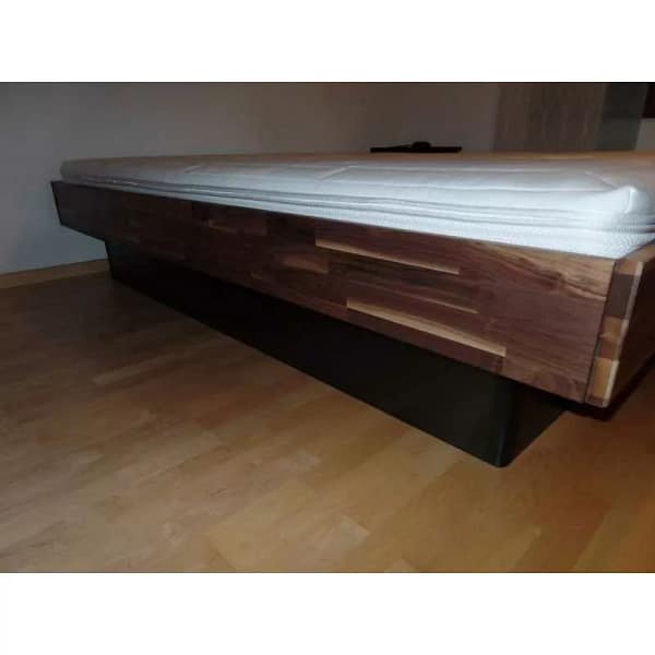 Biowasserbett massiv Nussbaum Sockel schwarz 25 cm