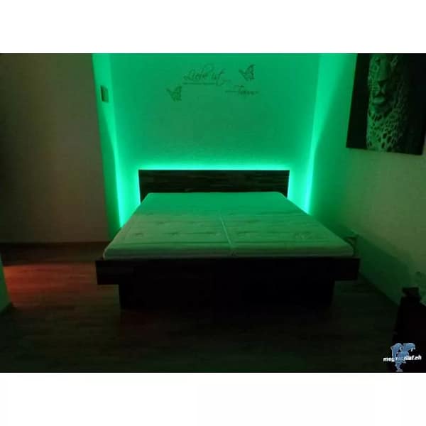 BIOwasserbett Nussbaum Kopfteil bündig Boden