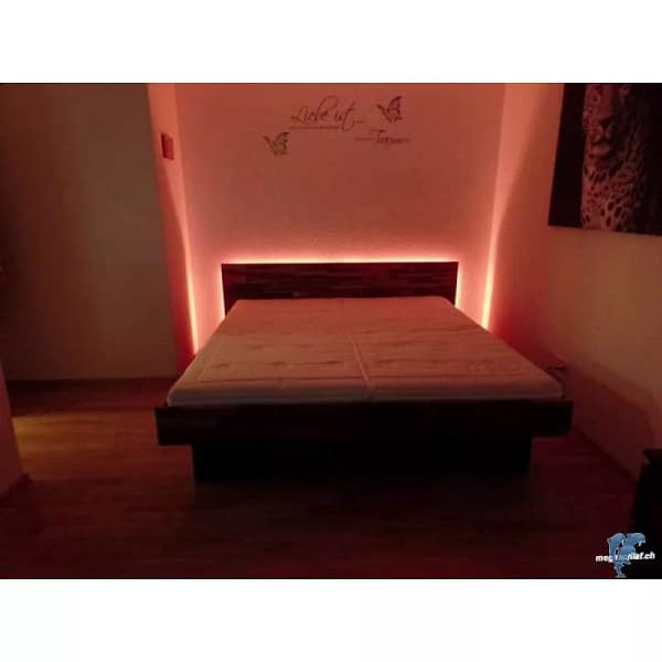 BIOwasserbett Nussbaum Kopfteil bündig Boden