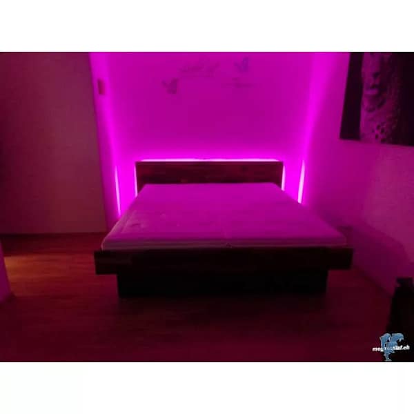 BIOwasserbett Nussbaum Kopfteil bündig Boden