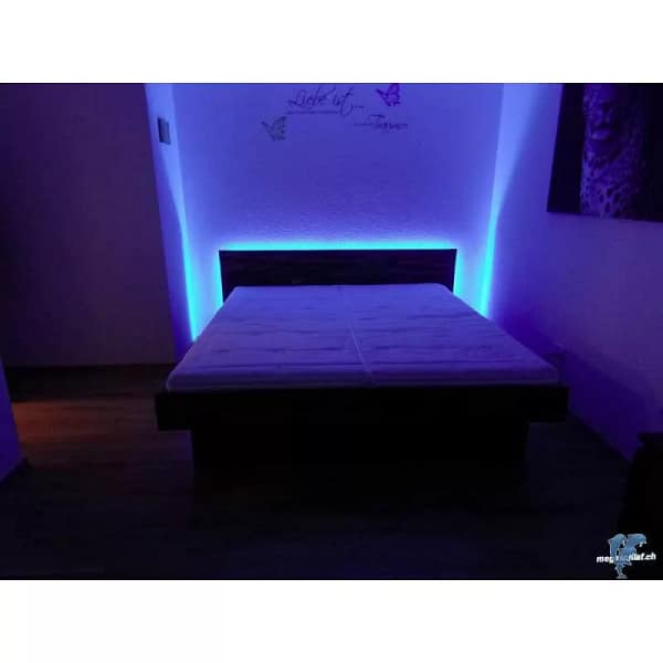 BIOwasserbett Nussbaum Kopfteil bündig Boden