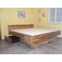 Wasserbett Eiche Schubladen Kopfteil